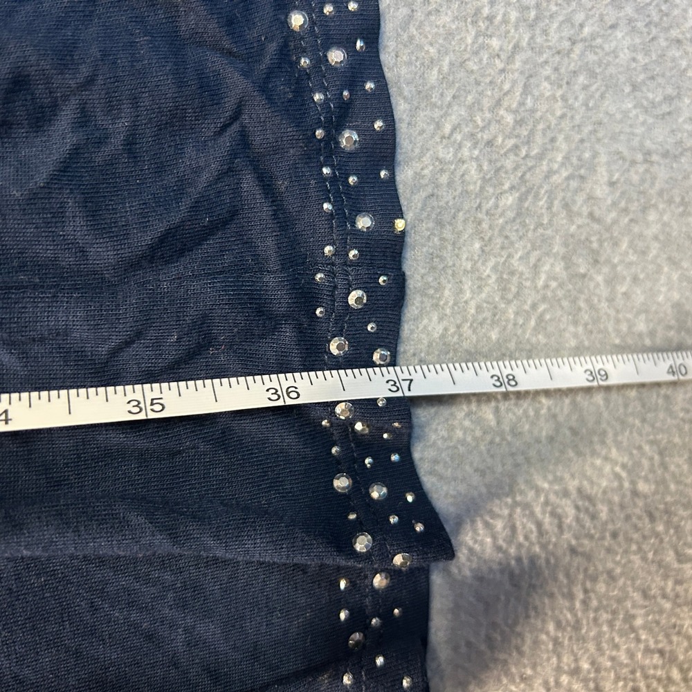 Roz & Ali Maxi Skirt Womens 2X Navy Tie Dye Rhinestone Stud Boho High Low Hem - Picture 6 of 7